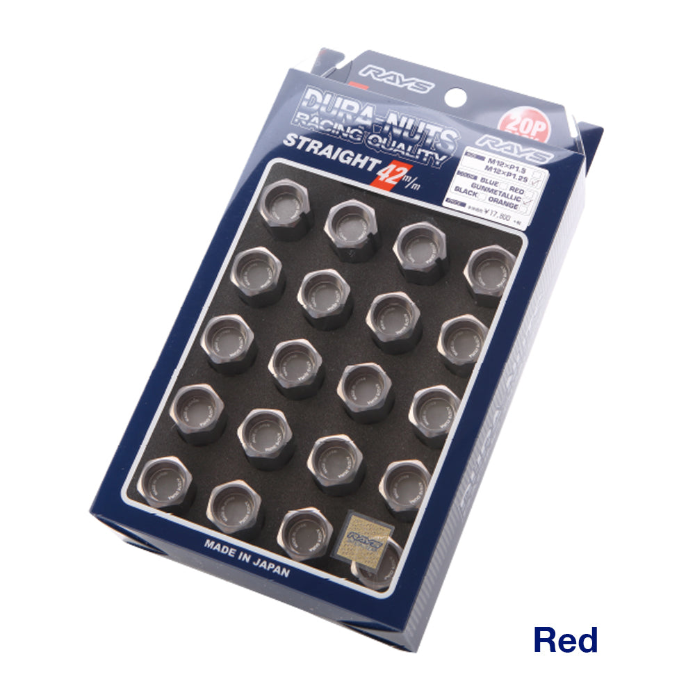 [IN STOCK] Rays Dura-Nut L42 Straight Lug & Lock Set (16 + 4pcs) / M12x1.50 / Red