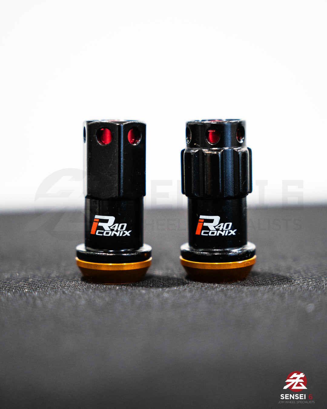 [IN STOCK] Project Kics R40 iCONIX M14 Lock & Nut Set (16 + 4 pcs) / M14x1.50 / Black + Red Aluminium Caps