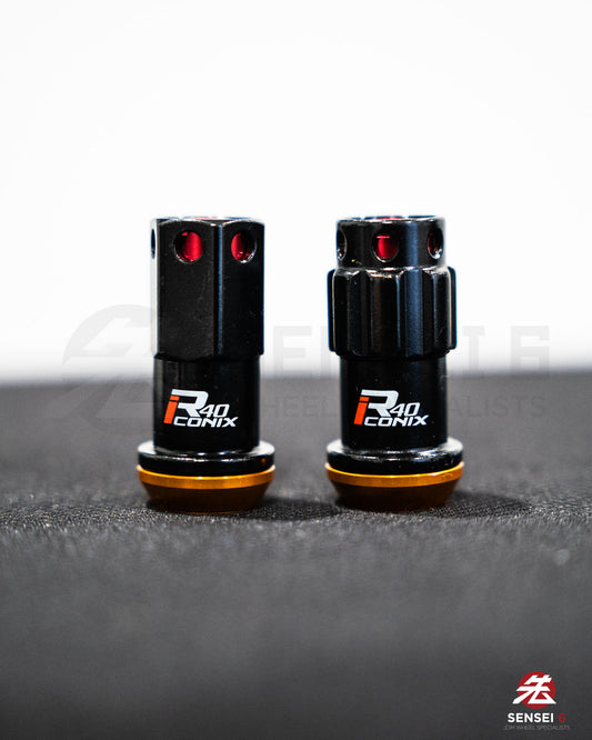 [IN STOCK] Project Kics R40 iCONIX M14 Lock & Nut Set (16 + 4 pcs) / M14x1.50 / Black + Red Aluminium Caps
