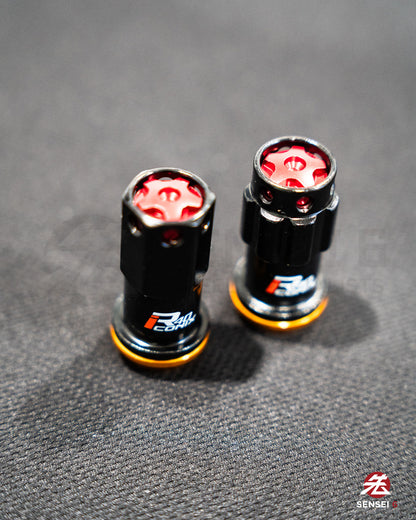 [IN STOCK] Project Kics R40 iCONIX M14 Lock & Nut Set (16 + 4 pcs) / M14x1.50 / Black + Red Aluminium Caps