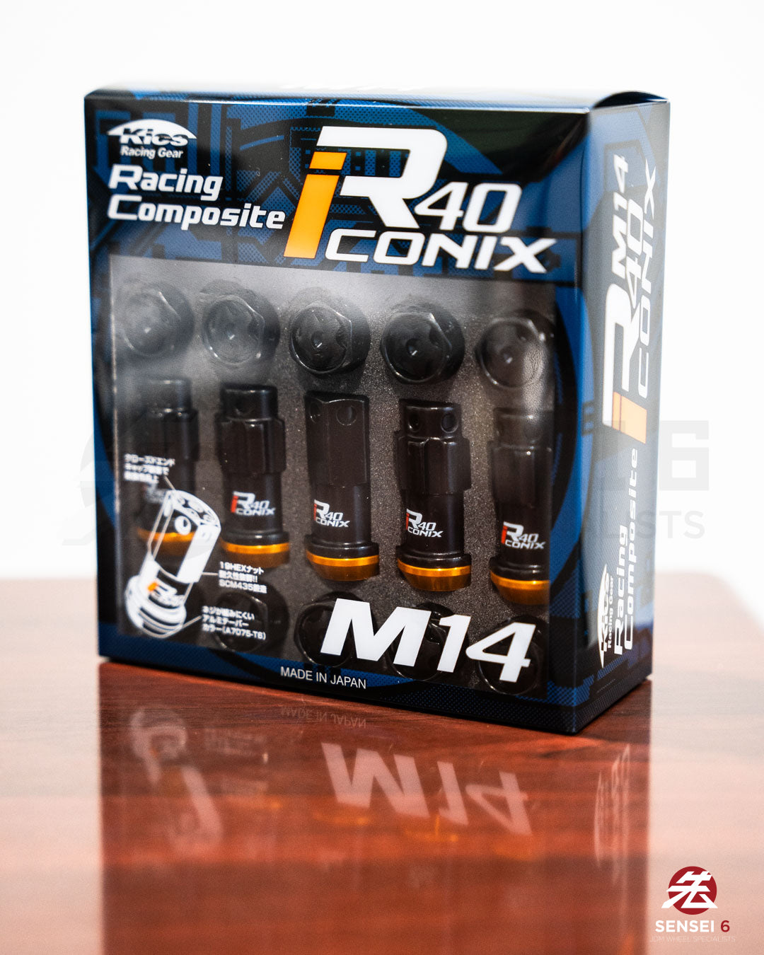 [IN STOCK] Project Kics R40 iCONIX M14 Lock & Nut Set (16 + 4 pcs) / M14x1.50 / Black + Black Aluminum Caps