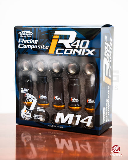 [IN STOCK] Project Kics R40 iCONIX M14 Lock & Nut Set (16 + 4 pcs) / M14x1.50 / Black (Capless)