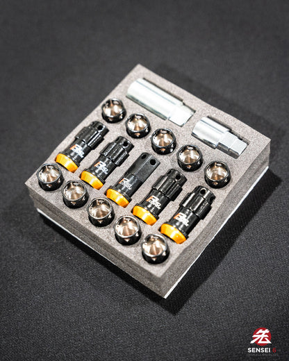 [IN STOCK] Project Kics R40 iCONIX M14 Lock & Nut Set (16 + 4 pcs) / M14x1.50 / Black (Capless)