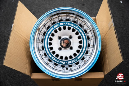 SSR Formula Aero Mesh / 16x8 +32 / 4x100 / FM Silver + Brushed Blue Ring