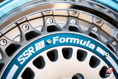 SSR Formula Aero Mesh / 16x8 +32 / 4x100 / FM Silver + Brushed Blue Ring