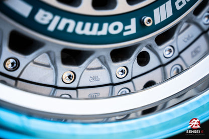 SSR Formula Aero Mesh / 16x8 +32 / 4x100 / FM Silver + Brushed Blue Ring