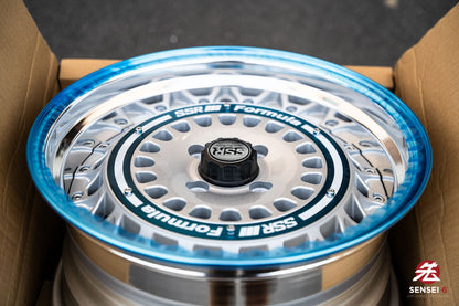 SSR Formula Aero Mesh / 16x8 +32 / 4x100 / FM Silver + Brushed Blue Ring