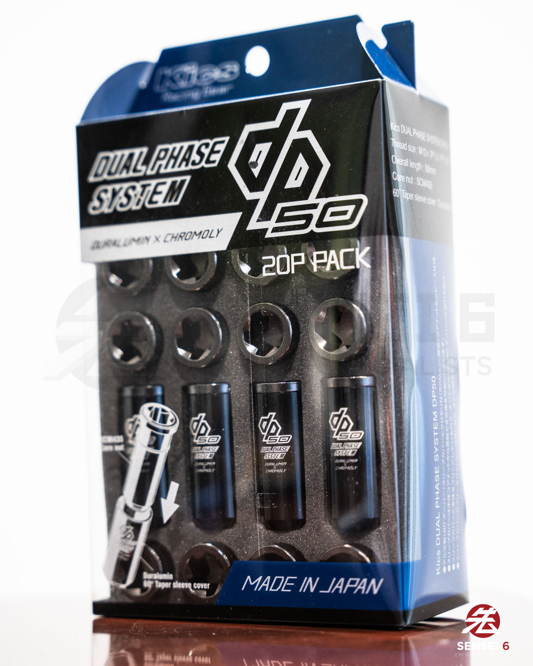 [IN STOCK] Project Kics Dual Phase System DP50 Lug Nut Set (20pcs) / M12x1.25 / Black