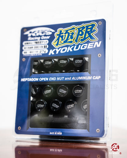 [IN STOCK] Project Kics Kyokugen Nut Set w/ Aluminum Cap (20pcs) / M12x1.50 / Black + Black Cap