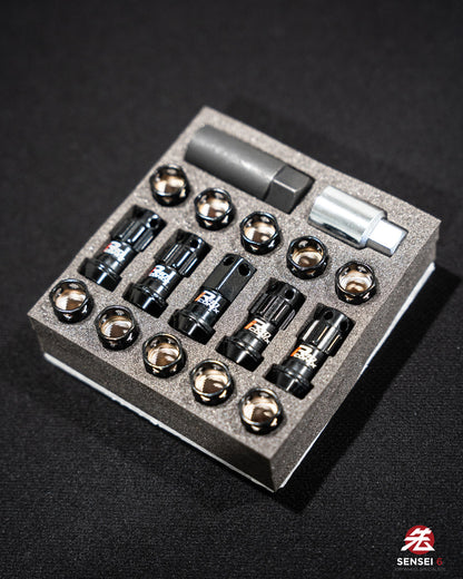 [IN STOCK] Project Kics R40 iCONIX Lock & Nut Set (Capless) (16 + 4 pcs) / M12x1.50 / Black