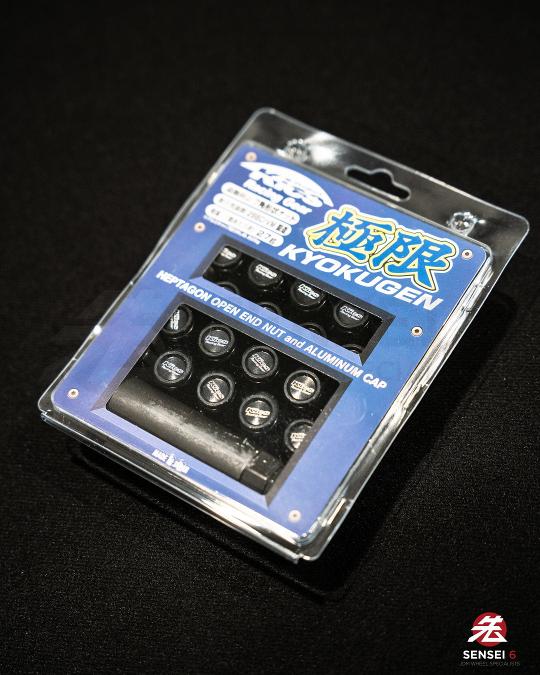 [IN STOCK] Project Kics Kyokugen Nut Set w/ Aluminum Cap (20pcs) / M12x1.50 / Black + Black Cap