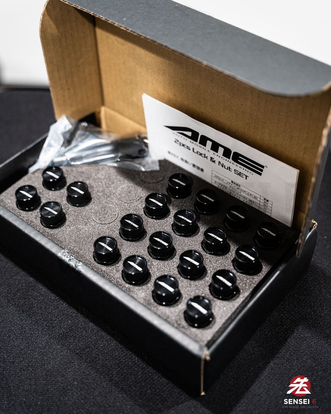 [IN STOCK] AME 50 Type 2pcs Shell Type Lock & Nut Set / M12x1.50 / Black