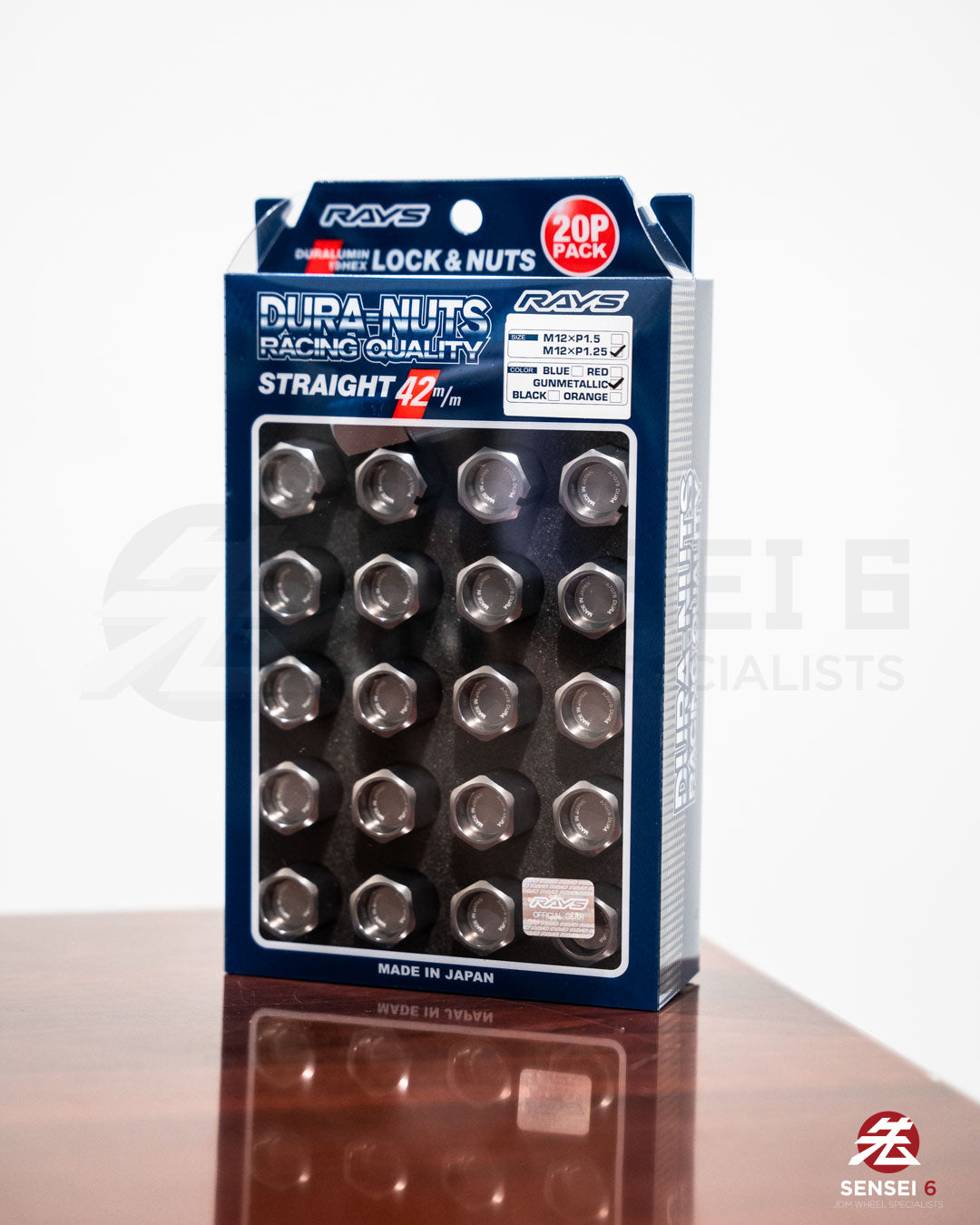 [IN STOCK] Rays Dura-Nut L42 Straight Lug & Lock Set (16 + 4pcs) / M12x1.25 / Gunmetallic