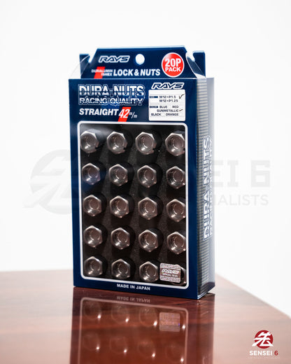 [IN STOCK] Rays Dura-Nut L42 Straight Lug & Lock Set (16 + 4pcs) / M12x1.50 / Gunmetallic