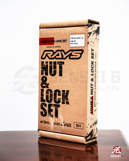 [IN STOCK] Rays 19Hex L31 Lock & Nut Set (20 + 4pcs) / M14x1.50 / Black