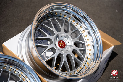 Trabajo VS-XX [Labio escalonado] / 19x9,5 -3, 19x10,5 +1 / 5x114,3 / Gris claro plateado