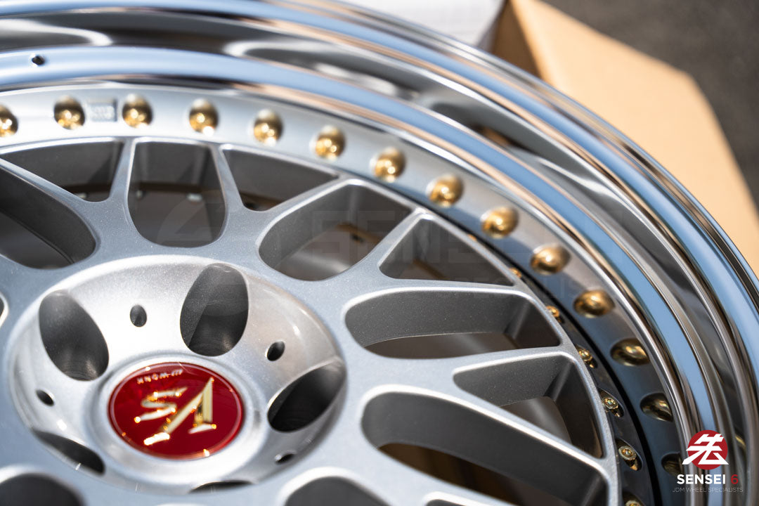 Trabajo VS-XX [Labio escalonado] / 19x9,5 -3, 19x10,5 +1 / 5x114,3 / Gris claro plateado