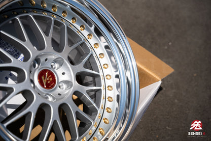 Trabajo VS-XX [Labio escalonado] / 19x9,5 -3, 19x10,5 +1 / 5x114,3 / Gris claro plateado