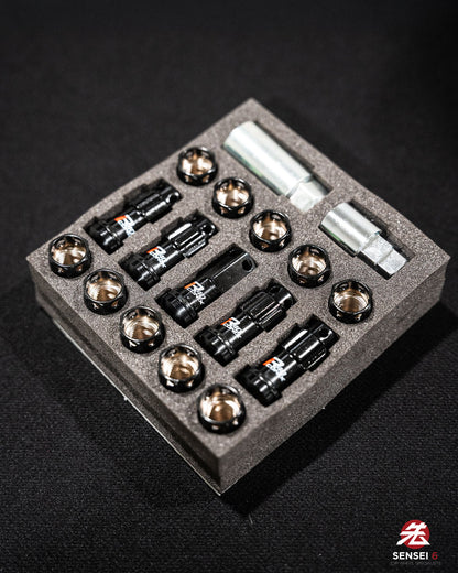 [SOLD OUT] Project Kics R40 iCONIX M14 Ball Seat Lock & Nut Set (16 + 4 pcs) / M14x1.50 / Black