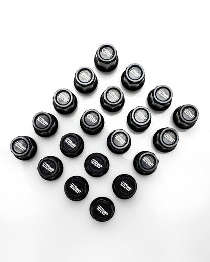 [IN STOCK] Project Kics Kyokugen Nut Set w/ Aluminum Cap (20pcs) / M12x1.50 / Black + Black Cap