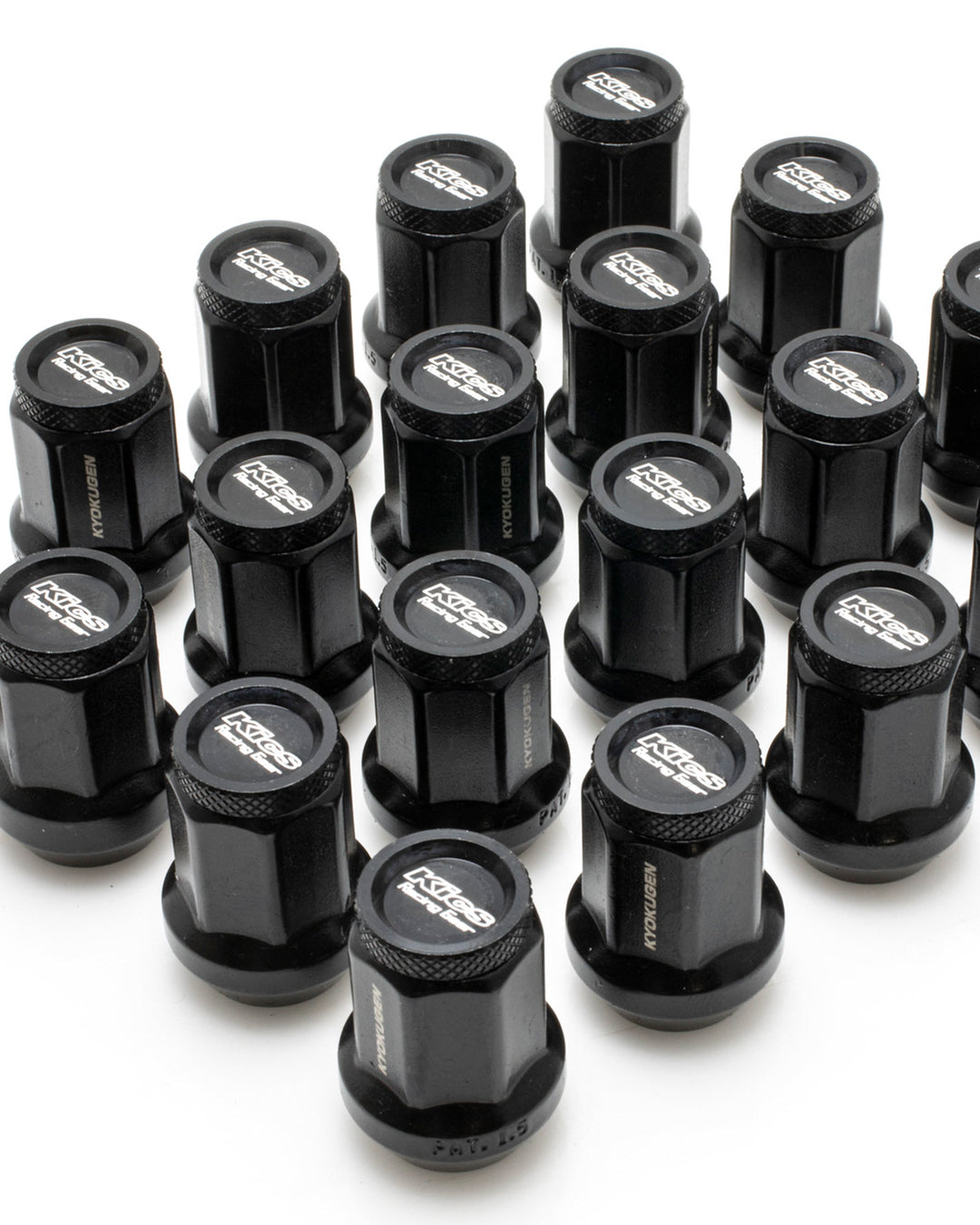 [IN STOCK] Project Kics Kyokugen Nut Set w/ Aluminum Cap (20pcs) / M12x1.50 / Black + Black Cap