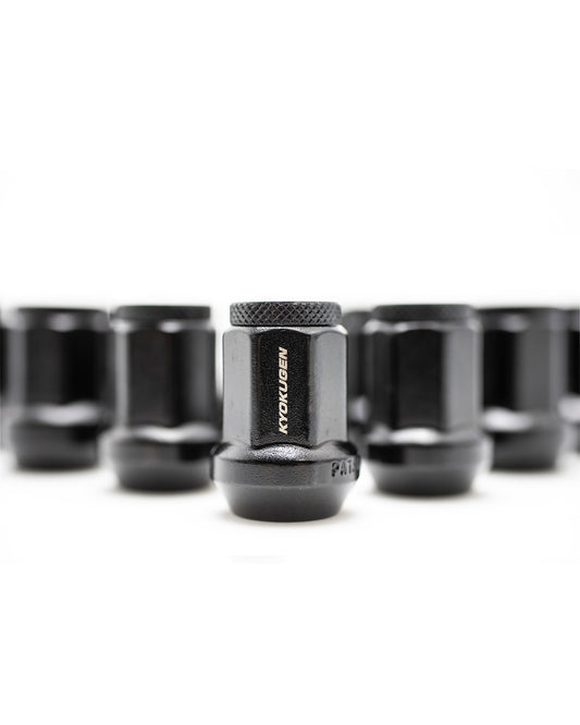 [IN STOCK] Project Kics Kyokugen Nut Set w/ Aluminum Cap (20pcs) / M12x1.50 / Black + Black Cap